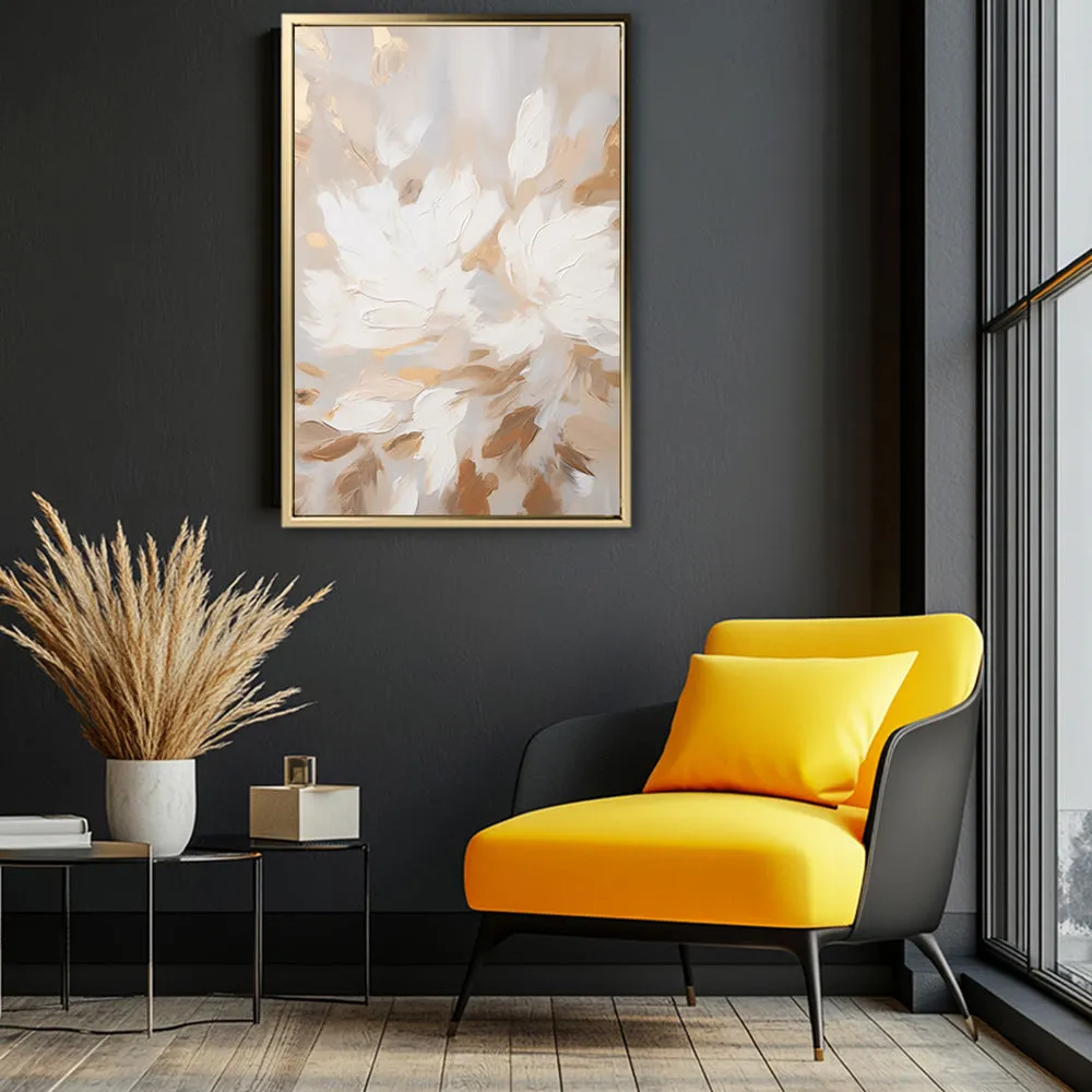 Canvas Wall Art Stretched Over Wooden Frame with Floating Frame and Floral Pattern Painting CV4157