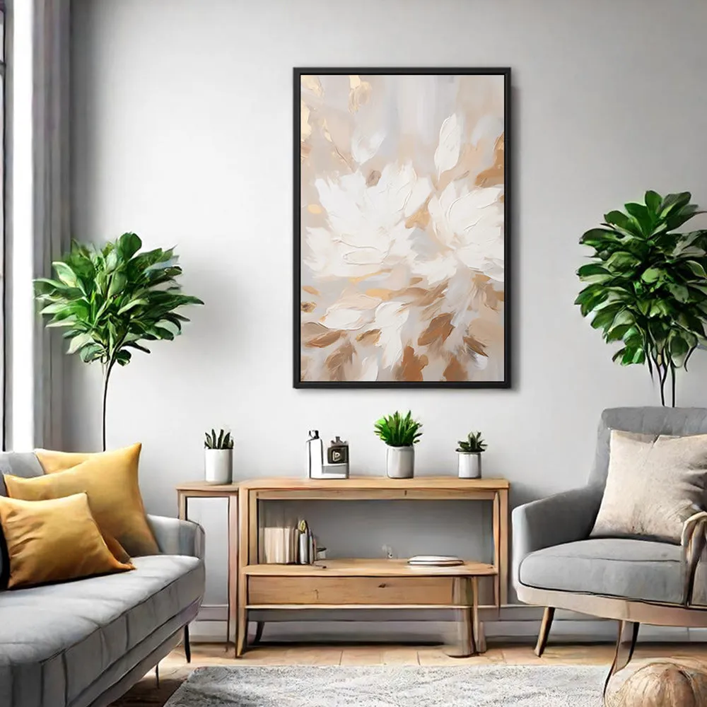 Canvas Wall Art Stretched Over Wooden Frame with Floating Frame and Floral Pattern Painting CV4157