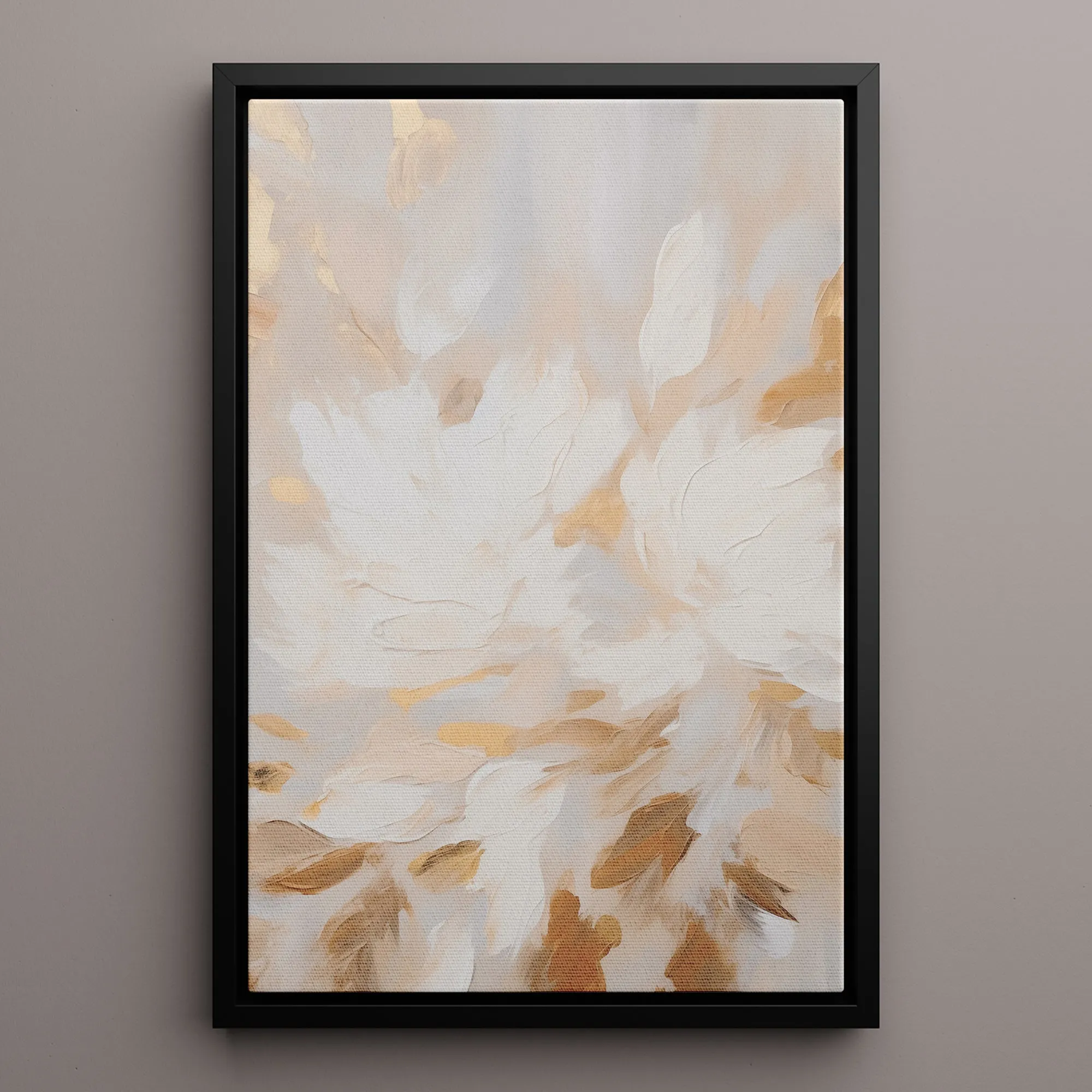 Canvas Wall Art Stretched Over Wooden Frame with Floating Frame and Floral Pattern Painting CV4157