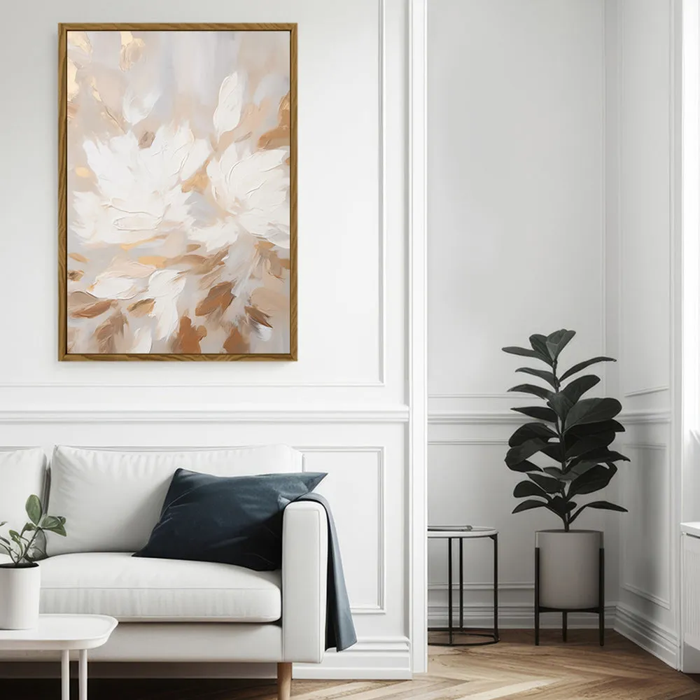 Canvas Wall Art Stretched Over Wooden Frame with Floating Frame and Floral Pattern Painting CV4157