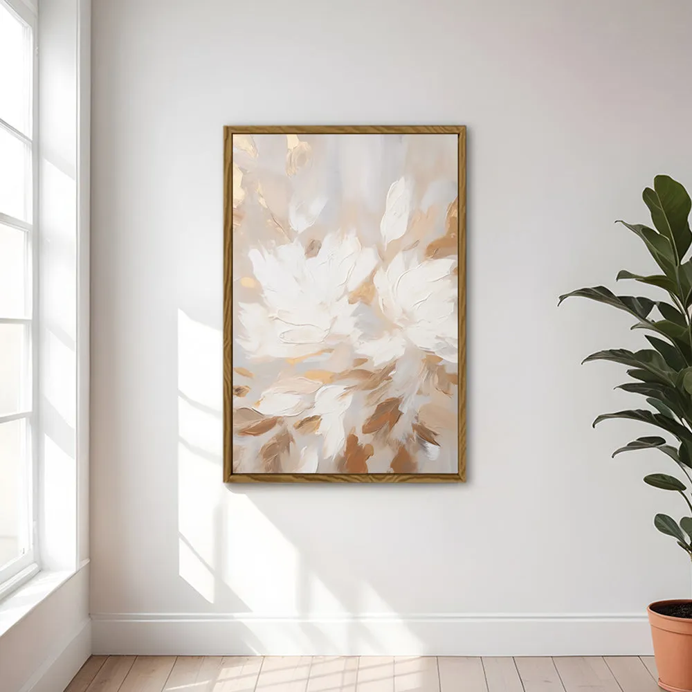 Canvas Wall Art Stretched Over Wooden Frame with Floating Frame and Floral Pattern Painting CV4157