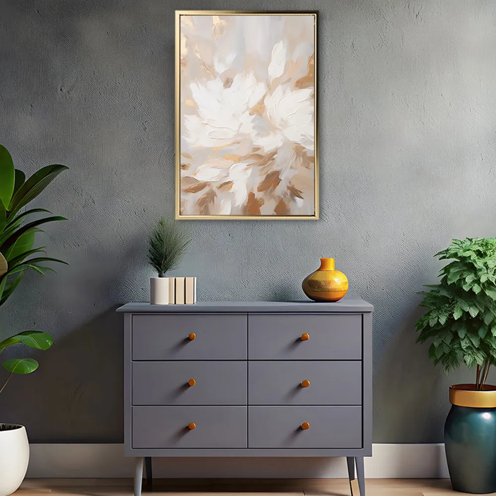 Canvas Wall Art Stretched Over Wooden Frame with Floating Frame and Floral Pattern Painting CV4157