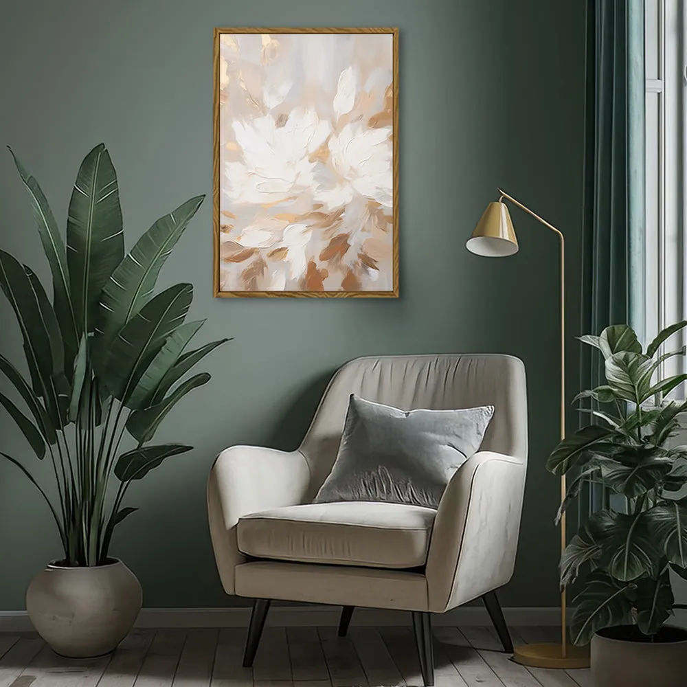 Canvas Wall Art Stretched Over Wooden Frame with Floating Frame and Floral Pattern Painting CV4157