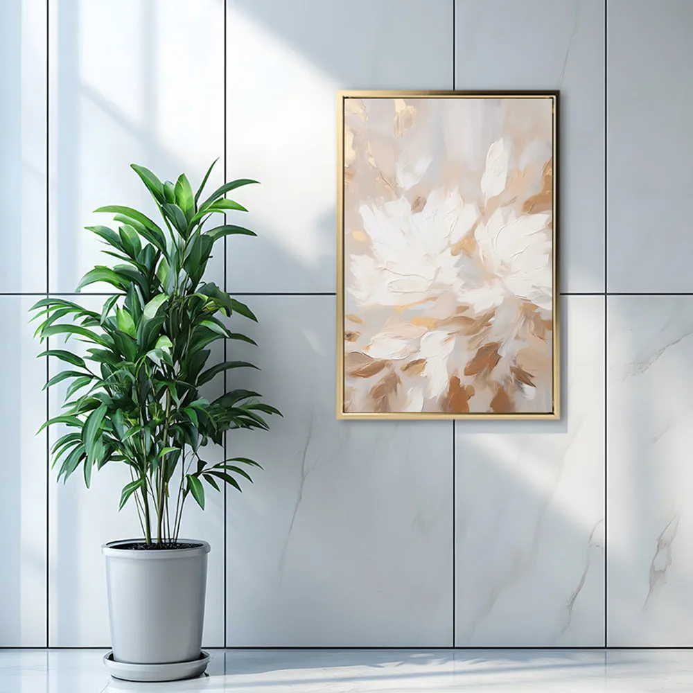 Canvas Wall Art Stretched Over Wooden Frame with Floating Frame and Floral Pattern Painting CV4157