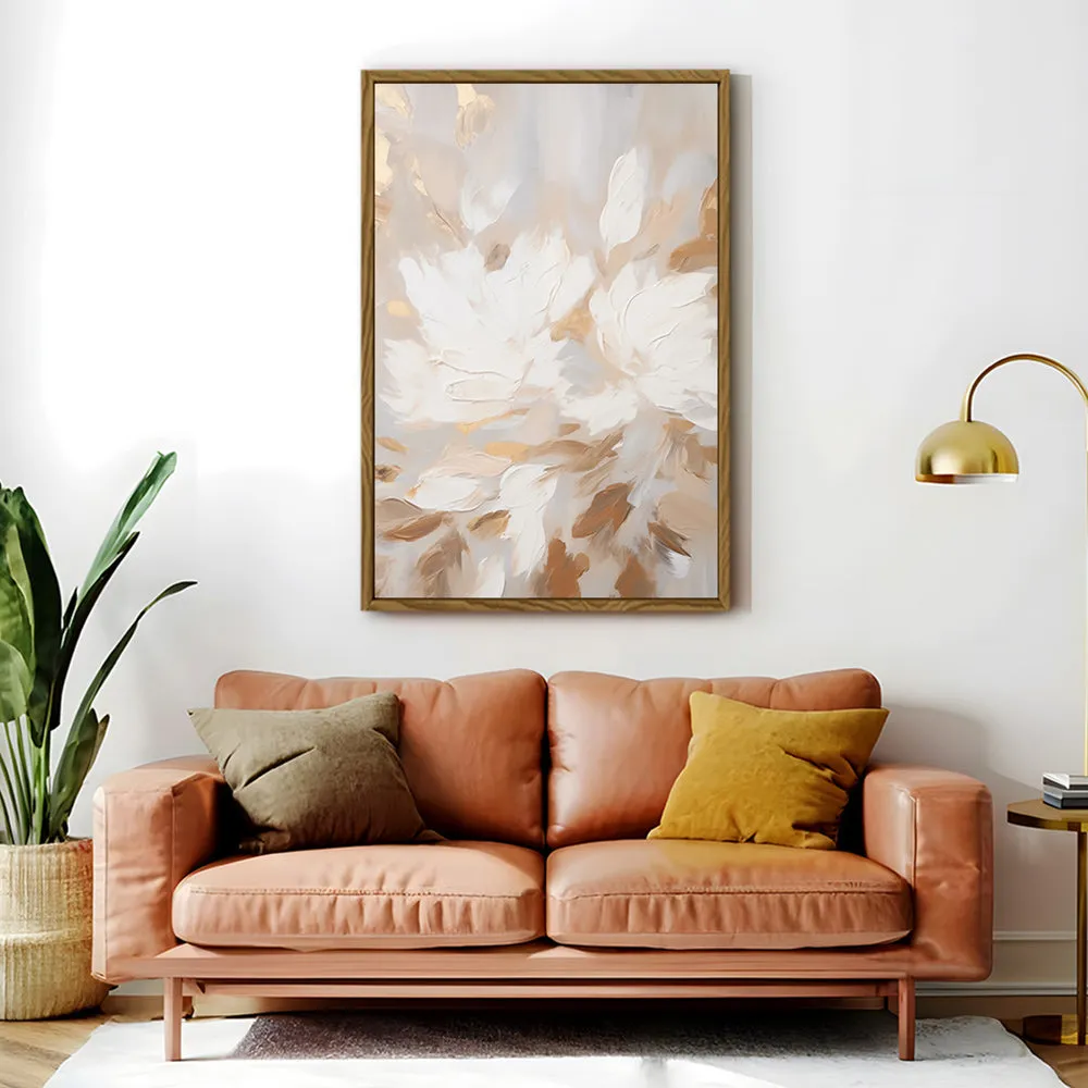 Canvas Wall Art Stretched Over Wooden Frame with Floating Frame and Floral Pattern Painting CV4157