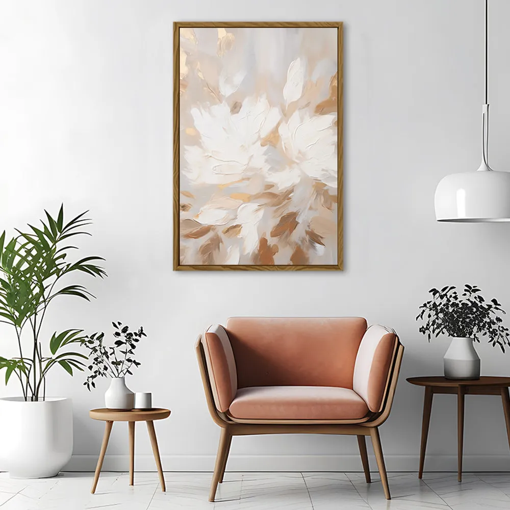 Canvas Wall Art Stretched Over Wooden Frame with Floating Frame and Floral Pattern Painting CV4157