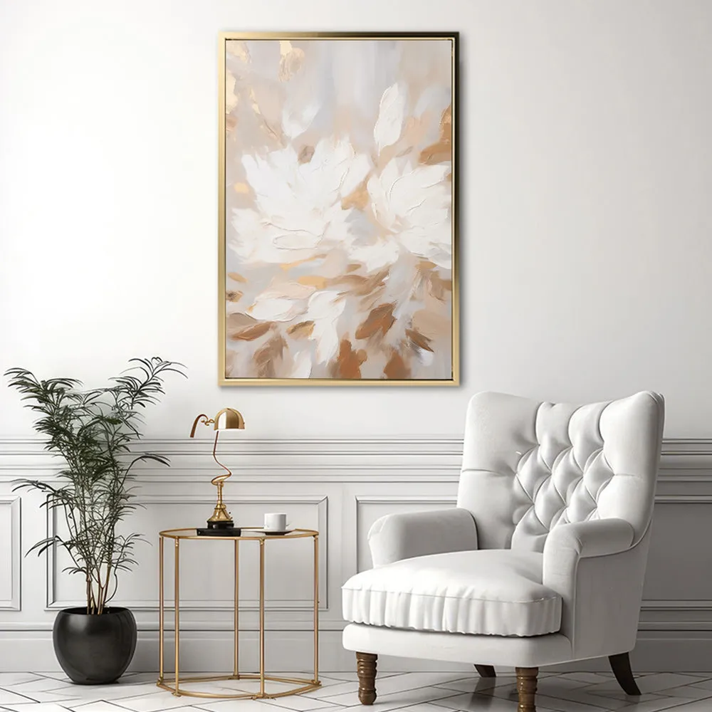Canvas Wall Art Stretched Over Wooden Frame with Floating Frame and Floral Pattern Painting CV4157