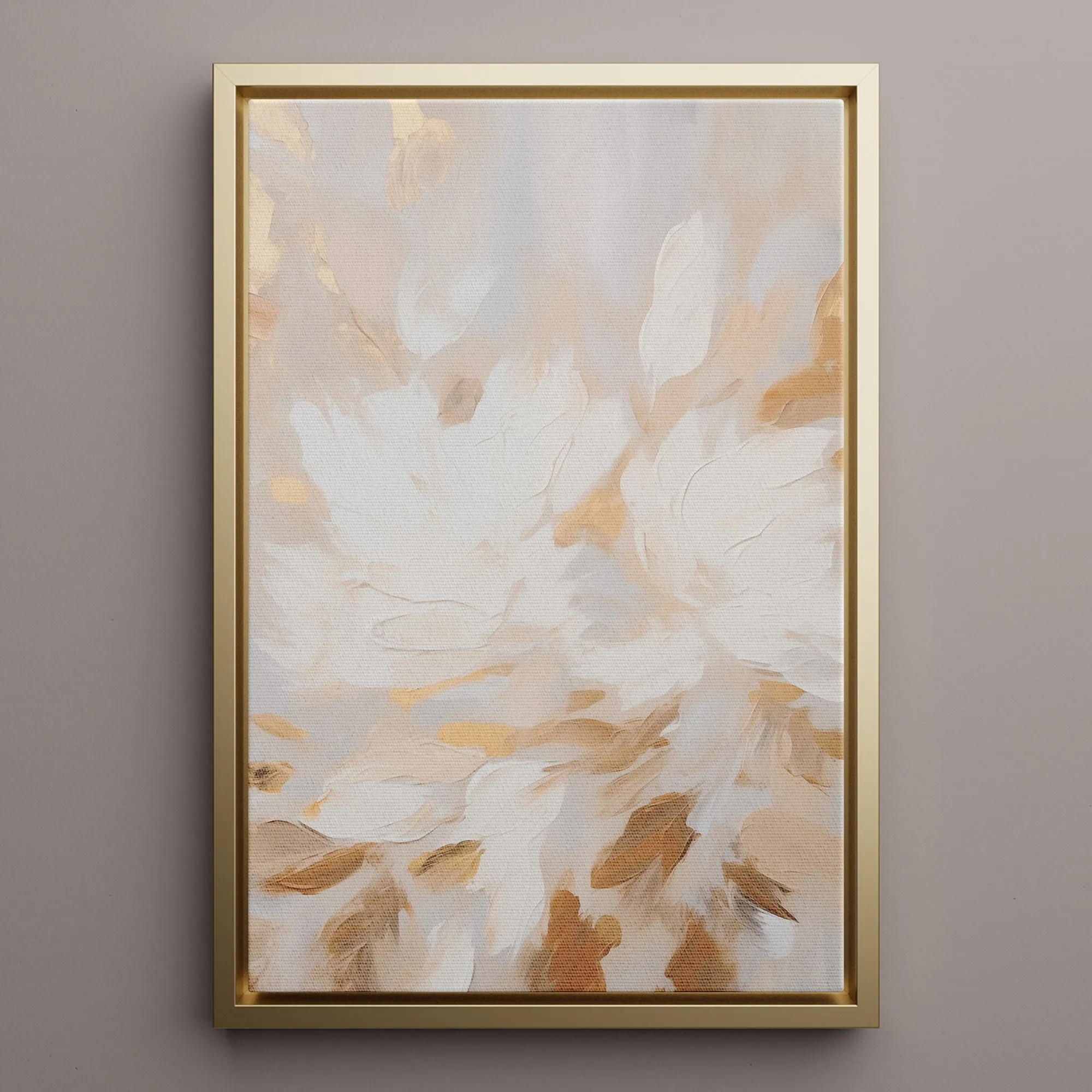 Canvas Wall Art Stretched Over Wooden Frame with Floating Frame and Floral Pattern Painting CV4157