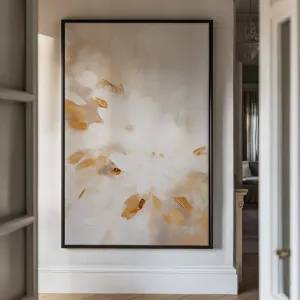Canvas Wall Art Stretched Over Wooden Frame with Floating Frame and Flowers Painting CV4158