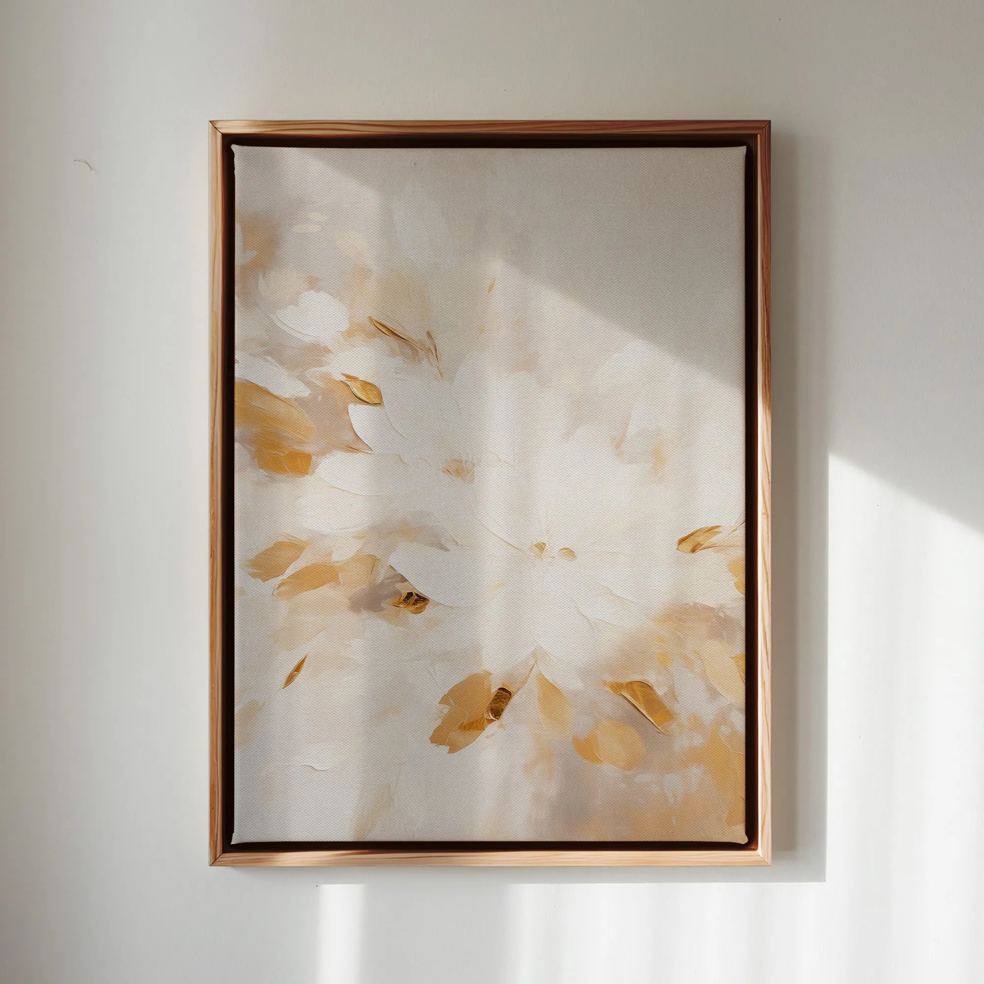 Canvas Wall Art Stretched Over Wooden Frame with Floating Frame and Flowers Painting CV4158