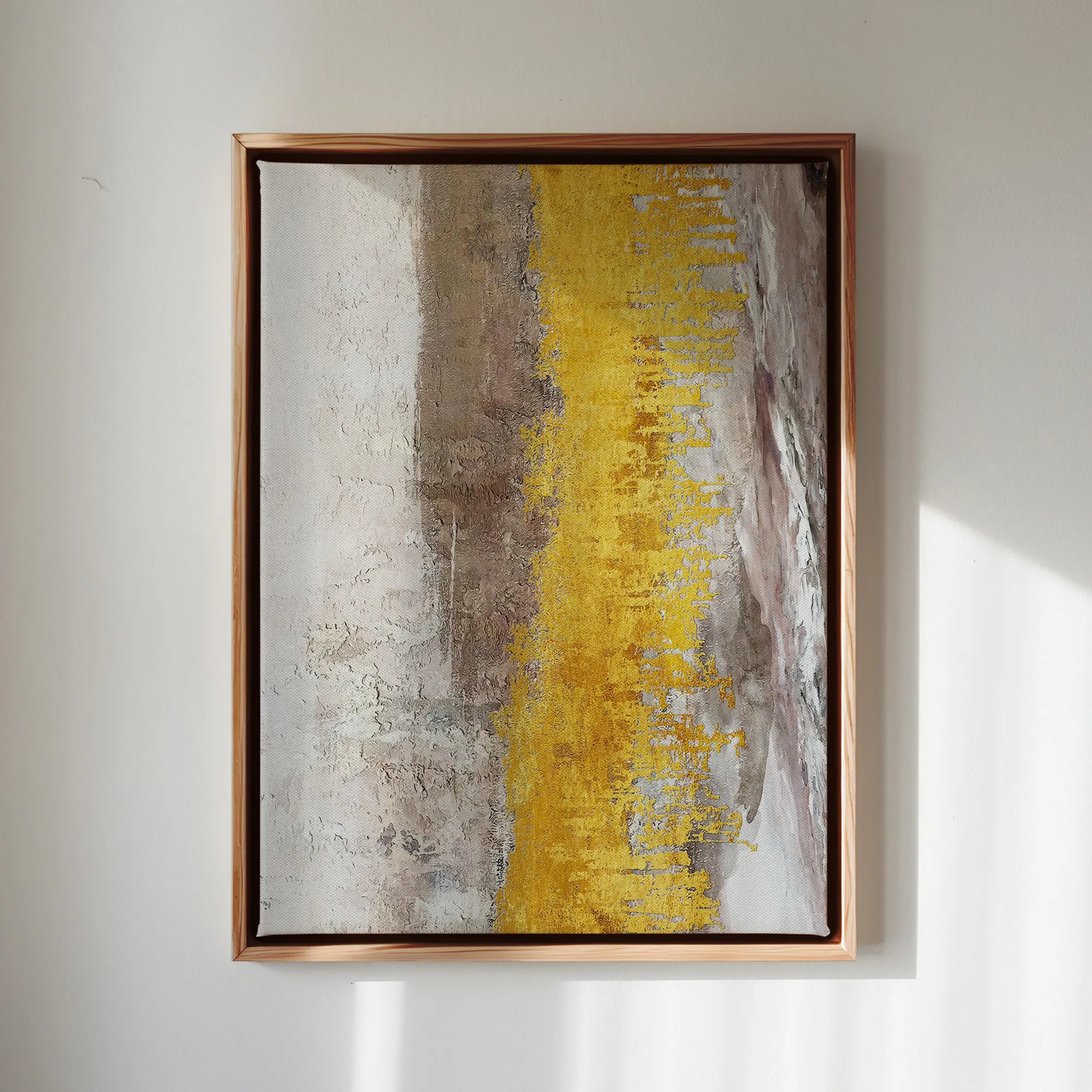 Canvas Wall Art Stretched Over Wooden Frame with Floating Frame and Gold Dust Abstract Painting CV4160