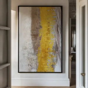 Canvas Wall Art Stretched Over Wooden Frame with Floating Frame and Gold Dust Abstract Painting CV4160