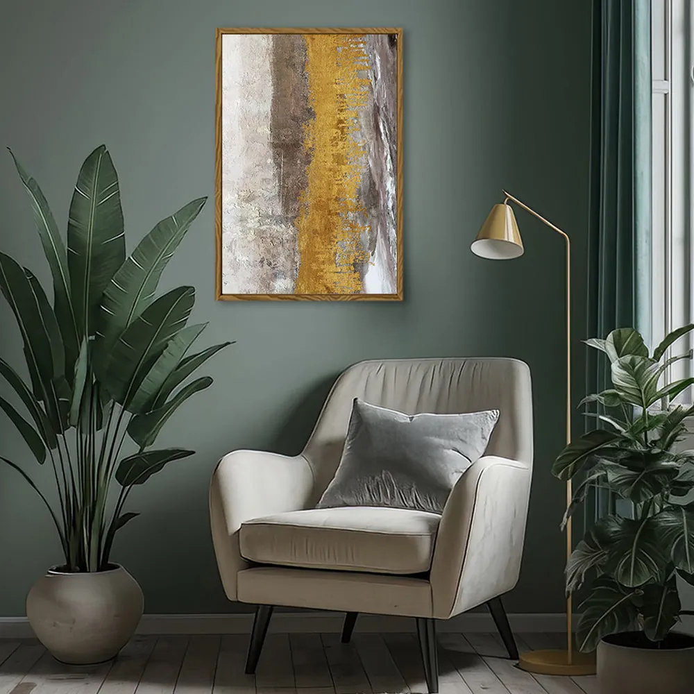Canvas Wall Art Stretched Over Wooden Frame with Floating Frame and Gold Dust Abstract Painting CV4160