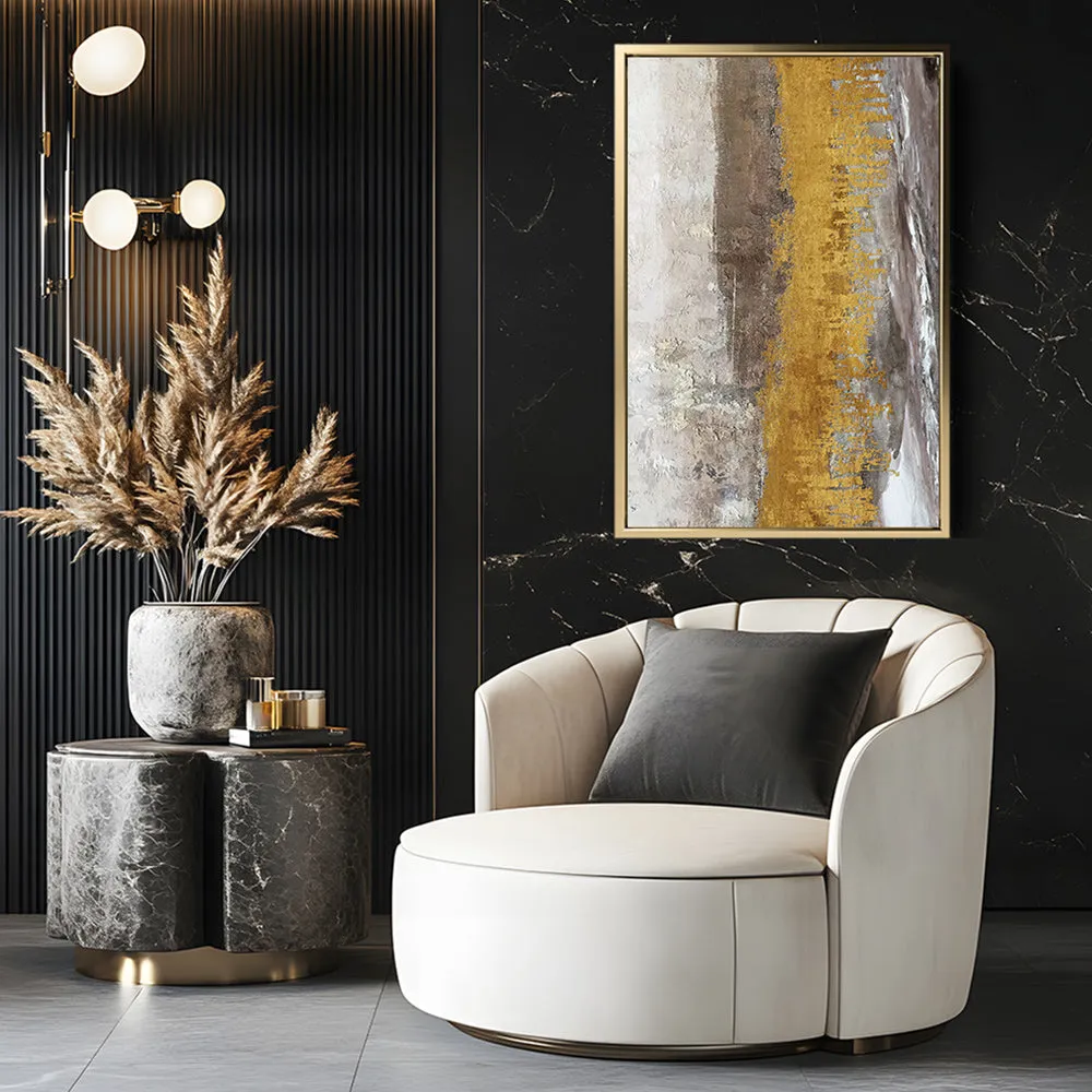 Canvas Wall Art Stretched Over Wooden Frame with Floating Frame and Gold Dust Abstract Painting CV4160
