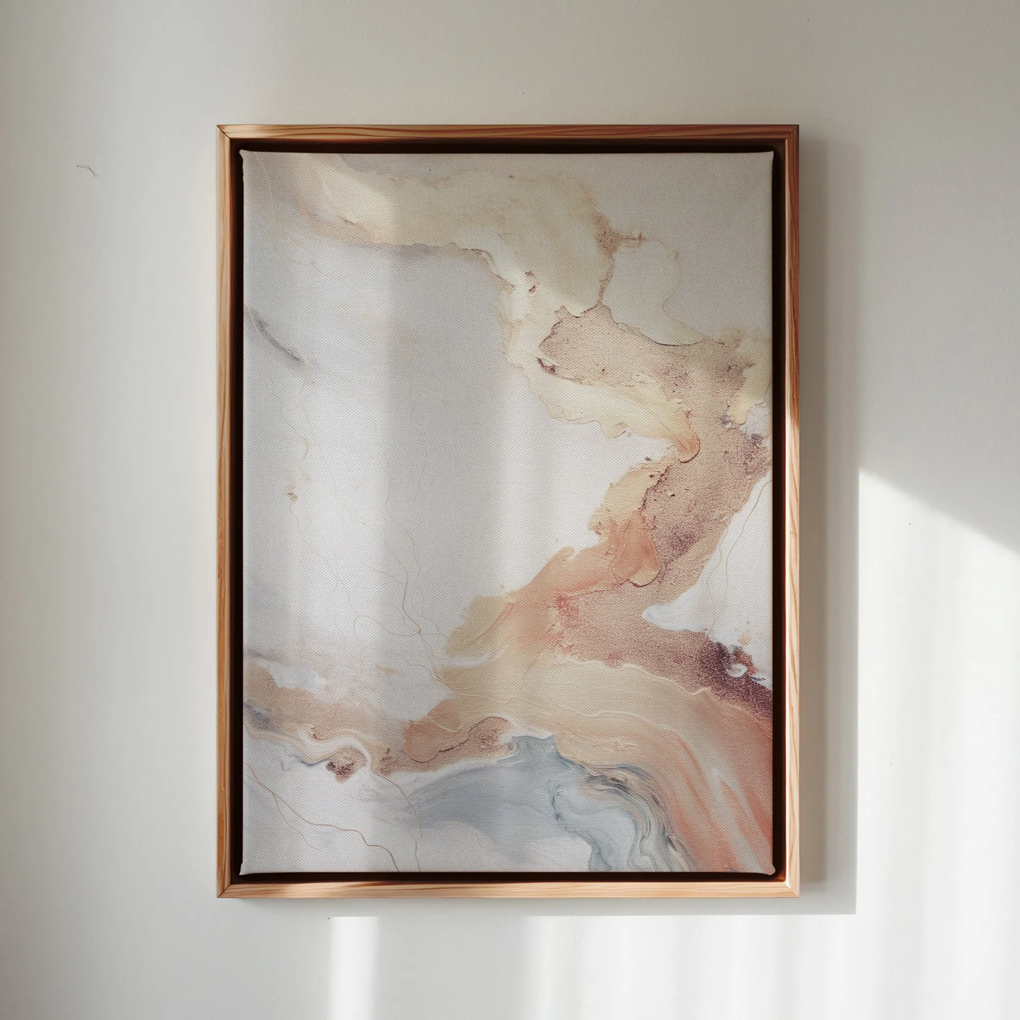 Canvas Wall Art Stretched Over Wooden Frame with Floating Frame and Gold Marble Painting CV4161