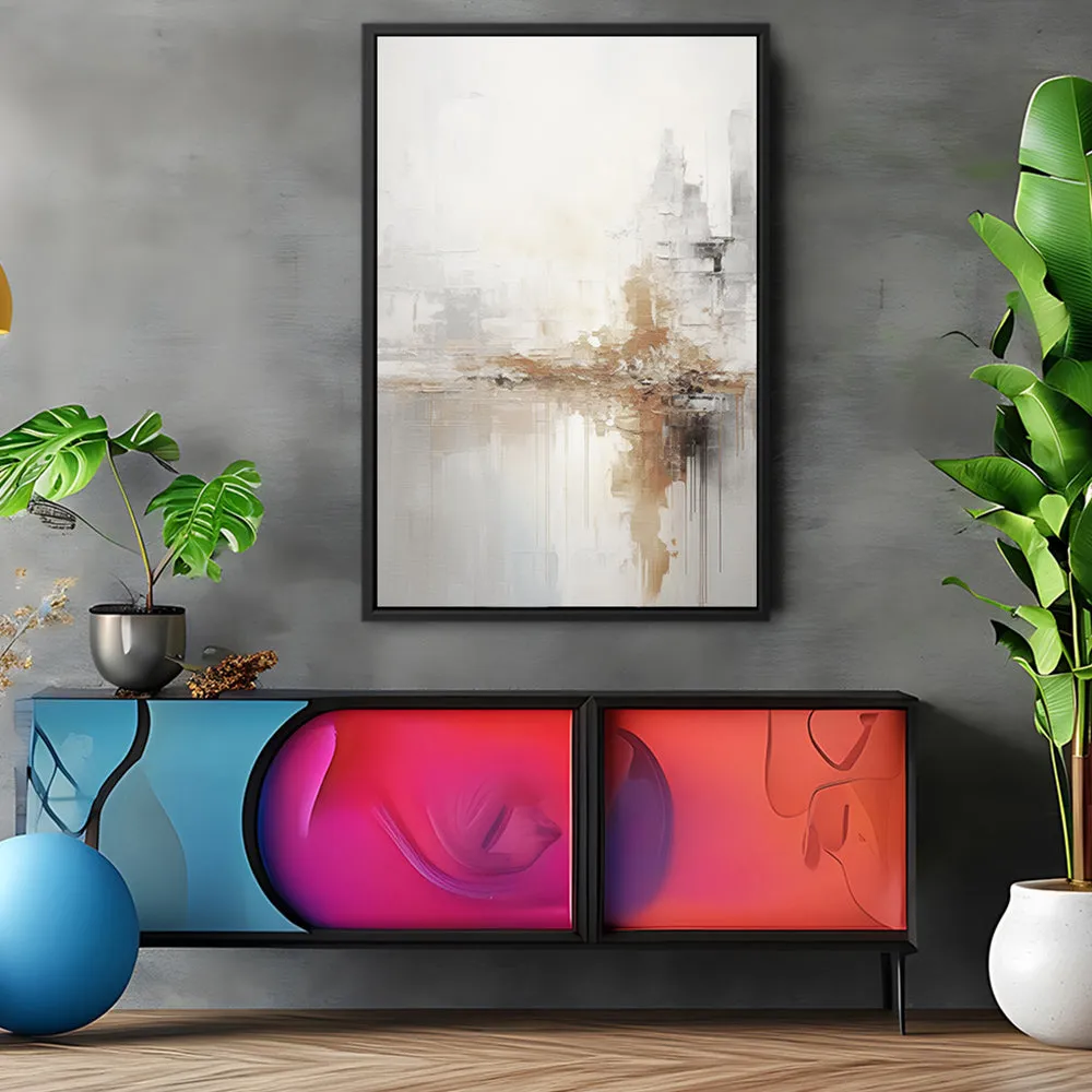 Canvas Wall Art Stretched Over Wooden Frame with Floating Frame and Gold Pattern Painting CV4164