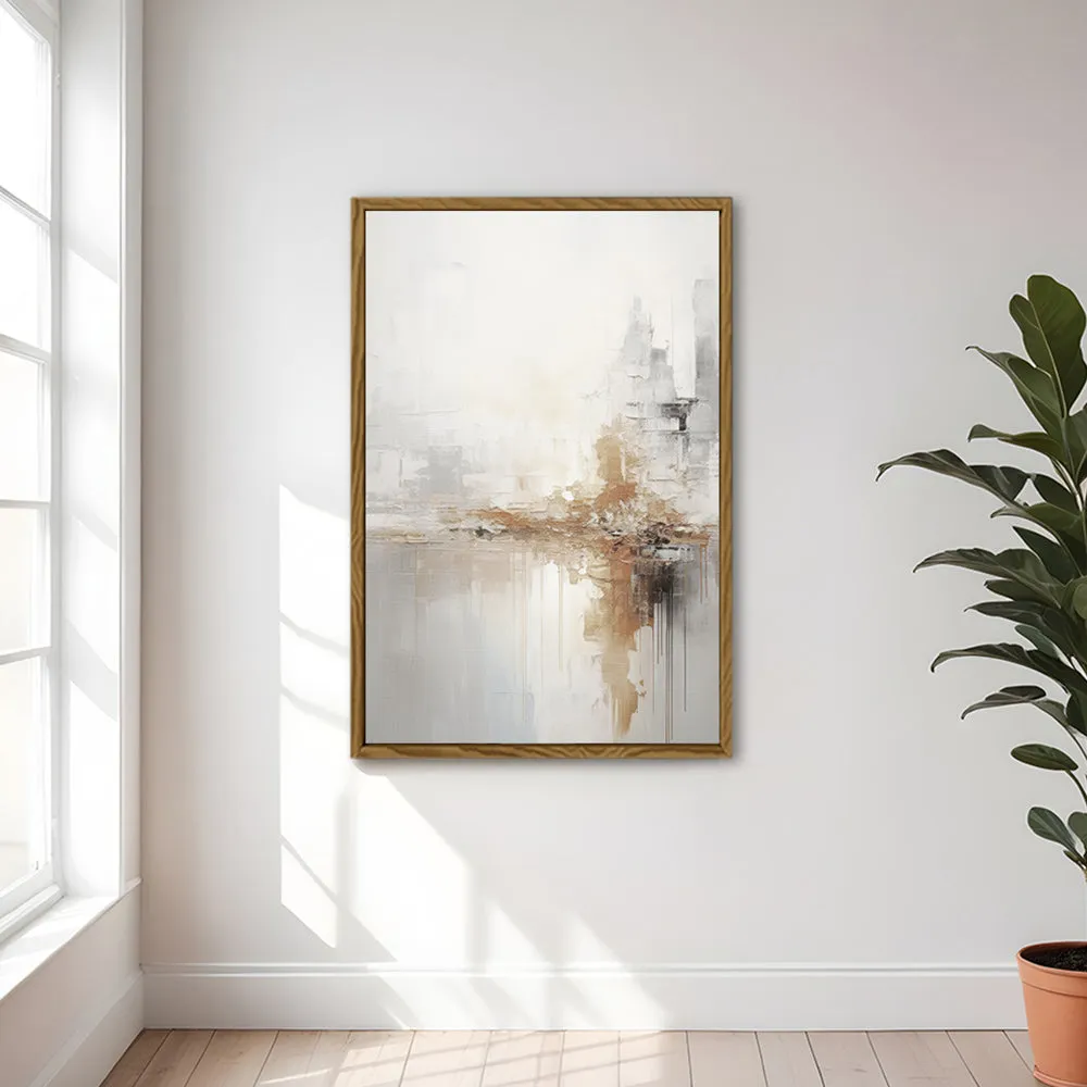 Canvas Wall Art Stretched Over Wooden Frame with Floating Frame and Gold Pattern Painting CV4164