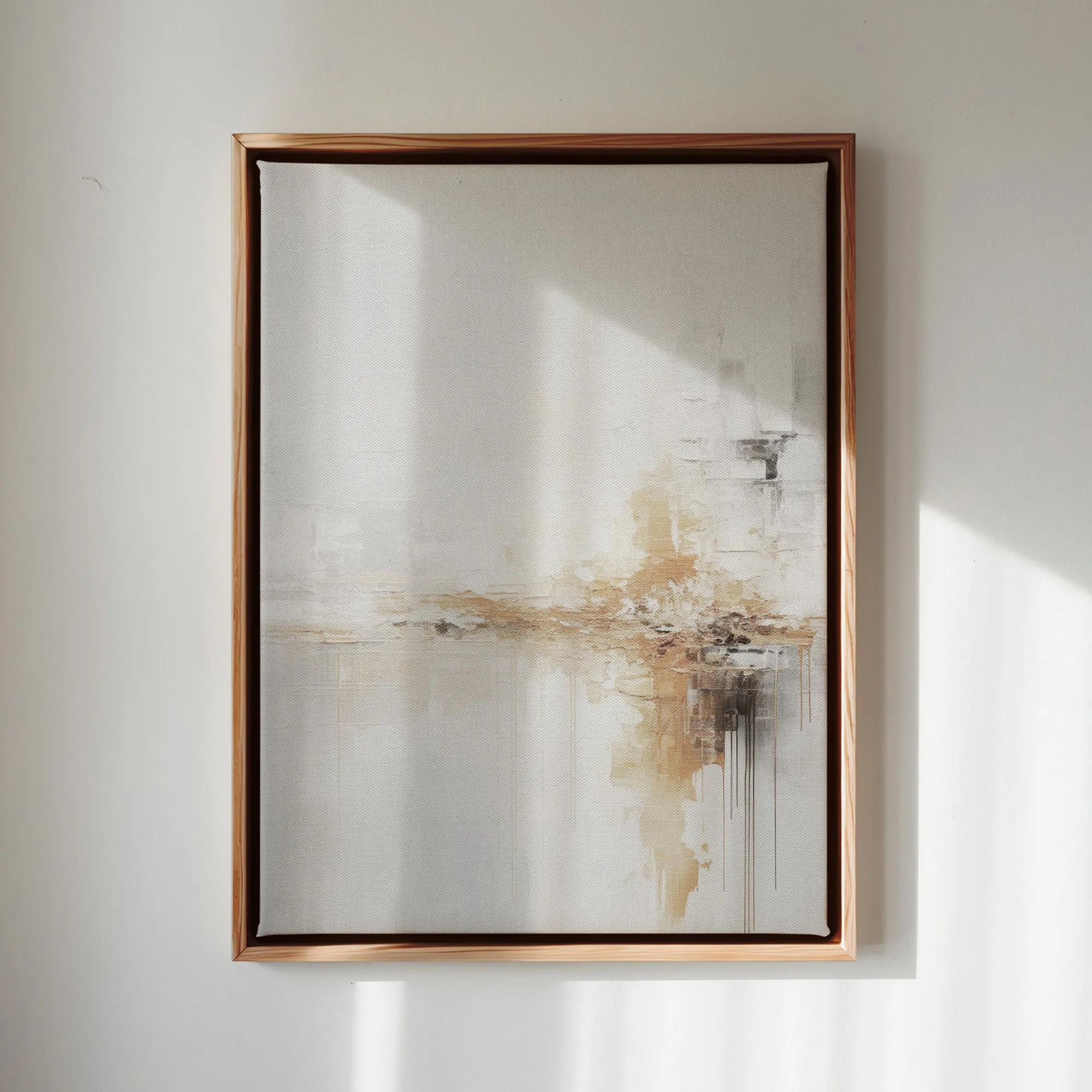 Canvas Wall Art Stretched Over Wooden Frame with Floating Frame and Gold Pattern Painting CV4164