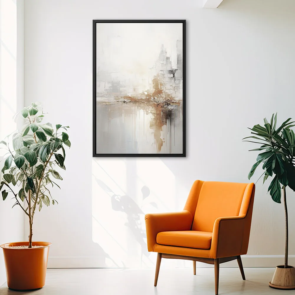 Canvas Wall Art Stretched Over Wooden Frame with Floating Frame and Gold Pattern Painting CV4164