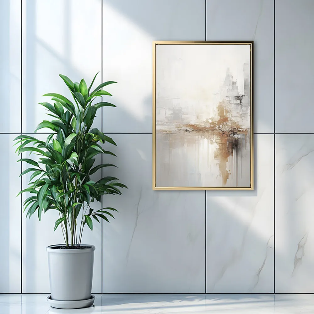 Canvas Wall Art Stretched Over Wooden Frame with Floating Frame and Gold Pattern Painting CV4164