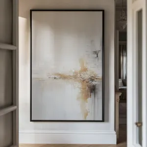 Canvas Wall Art Stretched Over Wooden Frame with Floating Frame and Gold Pattern Painting CV4164