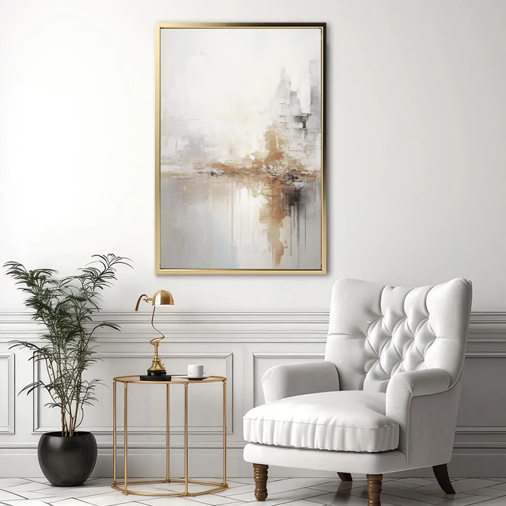 Canvas Wall Art Stretched Over Wooden Frame with Floating Frame and Gold Pattern Painting CV4164