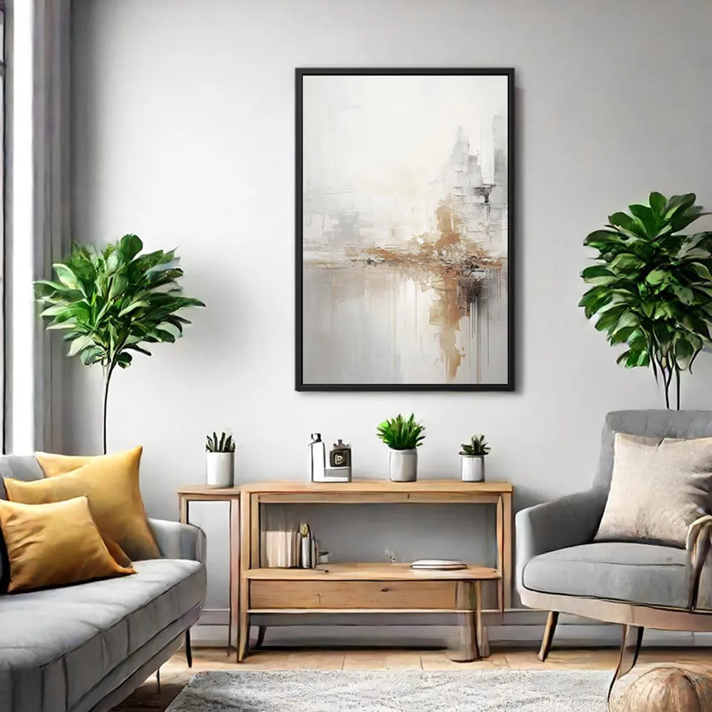 Canvas Wall Art Stretched Over Wooden Frame with Floating Frame and Gold Pattern Painting CV4164