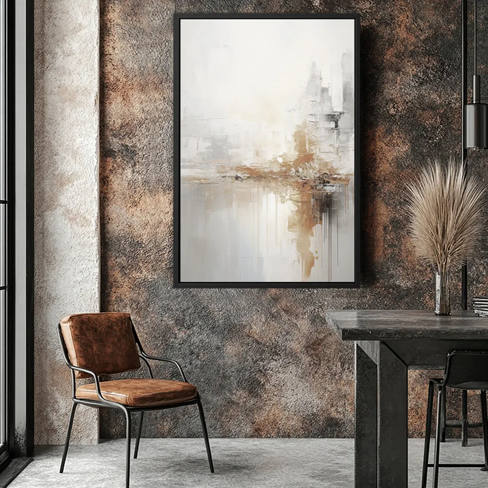 Canvas Wall Art Stretched Over Wooden Frame with Floating Frame and Gold Pattern Painting CV4164
