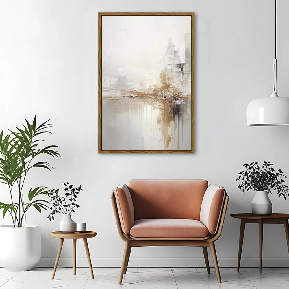 Canvas Wall Art Stretched Over Wooden Frame with Floating Frame and Gold Pattern Painting CV4164