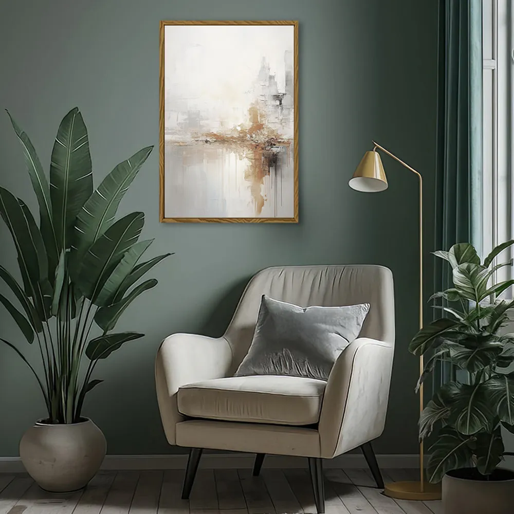 Canvas Wall Art Stretched Over Wooden Frame with Floating Frame and Gold Pattern Painting CV4164