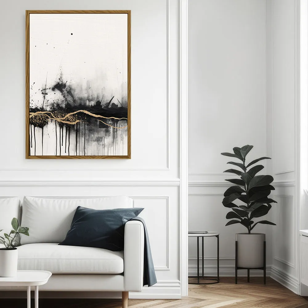 Canvas Wall Art Stretched Over Wooden Frame with Floating Frame and Gold Ray Painting CV4167