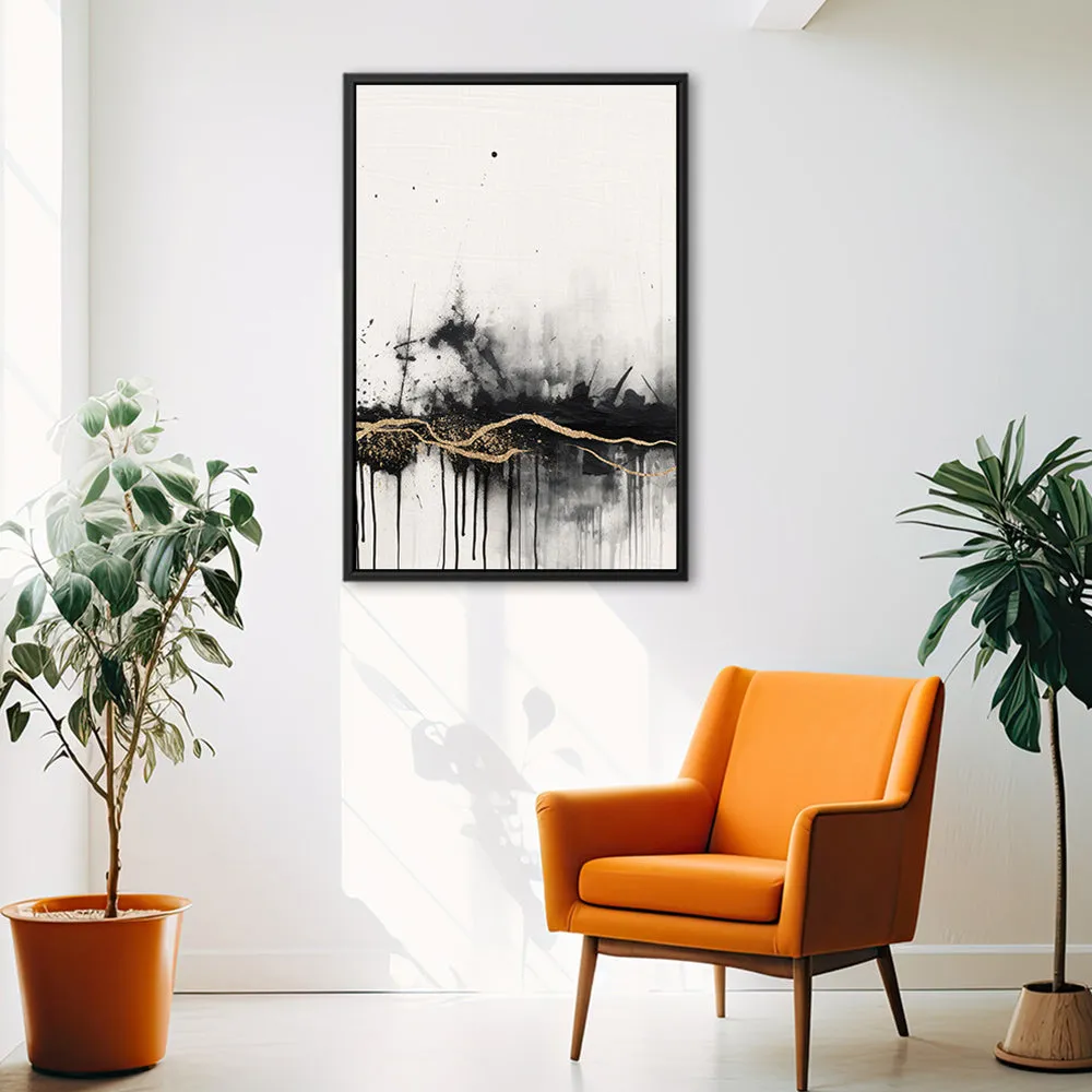 Canvas Wall Art Stretched Over Wooden Frame with Floating Frame and Gold Ray Painting CV4167