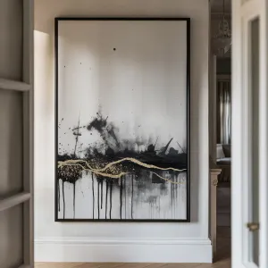 Canvas Wall Art Stretched Over Wooden Frame with Floating Frame and Gold Ray Painting CV4167
