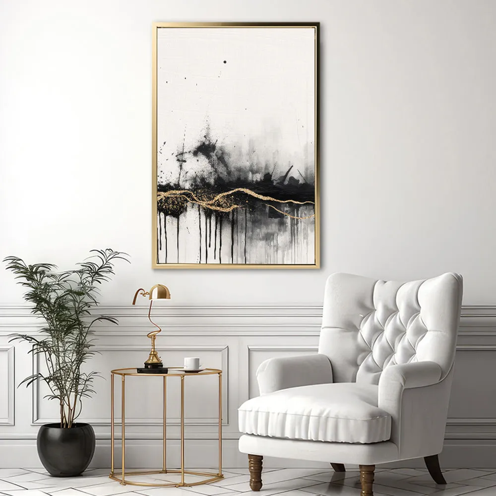 Canvas Wall Art Stretched Over Wooden Frame with Floating Frame and Gold Ray Painting CV4167