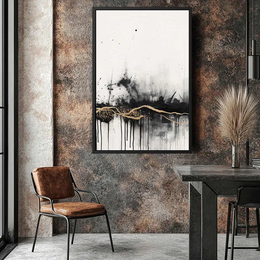 Canvas Wall Art Stretched Over Wooden Frame with Floating Frame and Gold Ray Painting CV4167