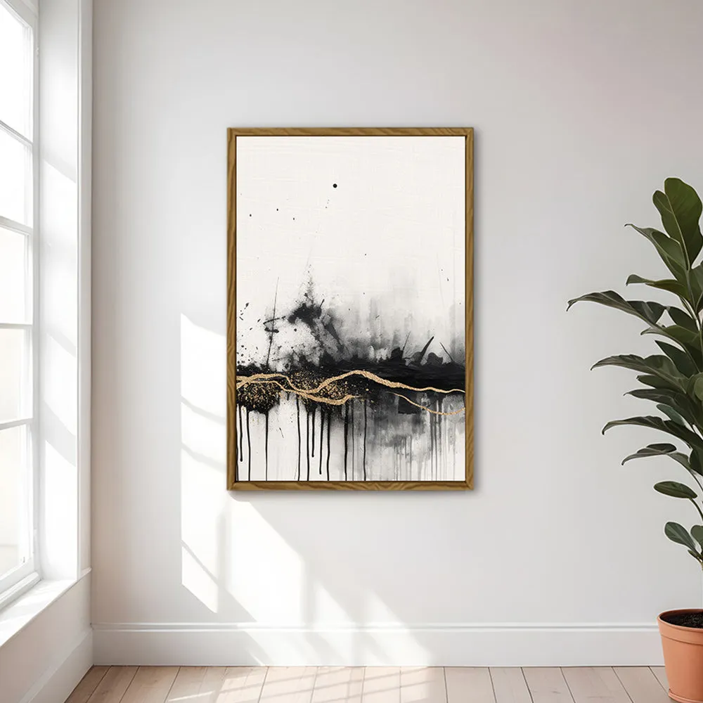 Canvas Wall Art Stretched Over Wooden Frame with Floating Frame and Gold Ray Painting CV4167