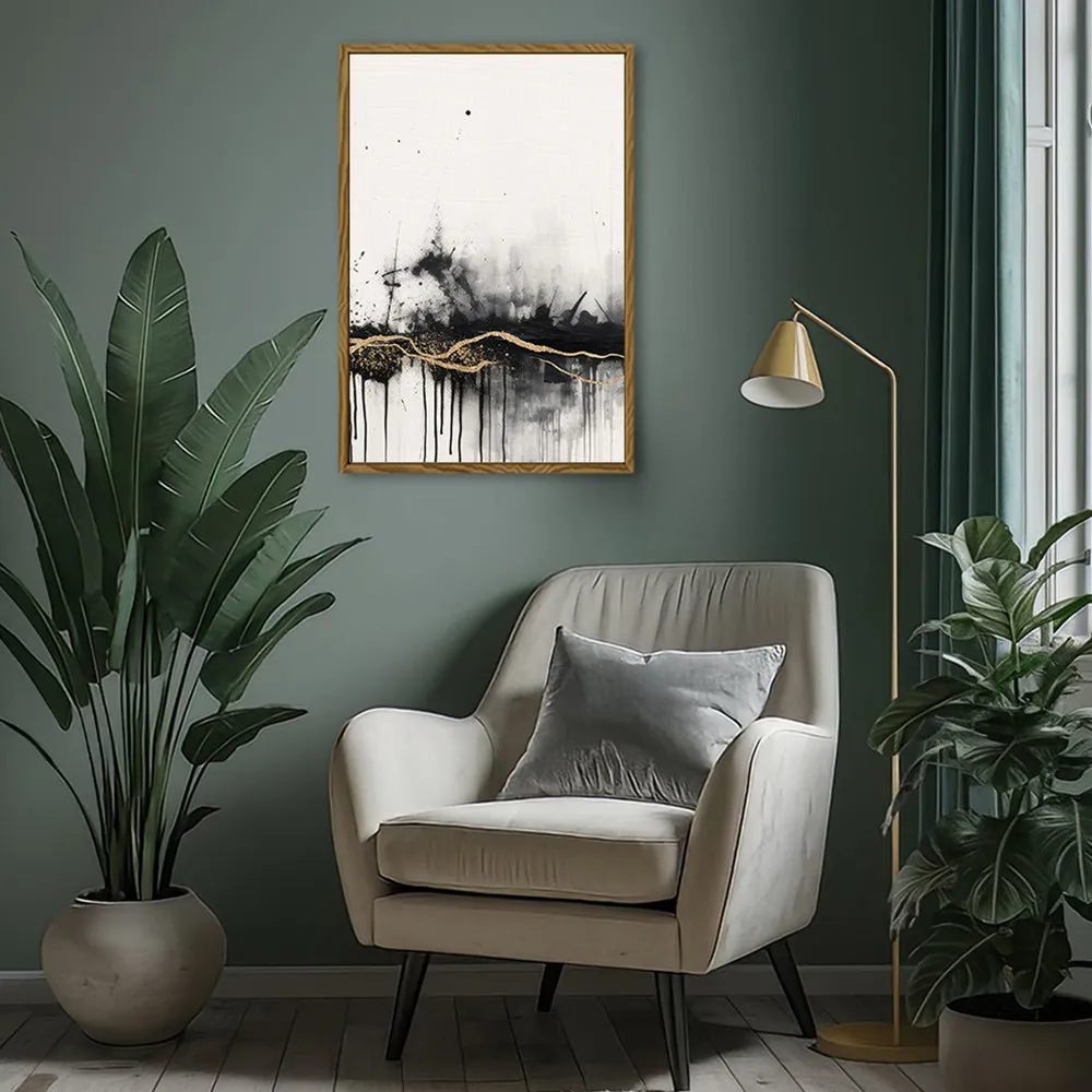 Canvas Wall Art Stretched Over Wooden Frame with Floating Frame and Gold Ray Painting CV4167