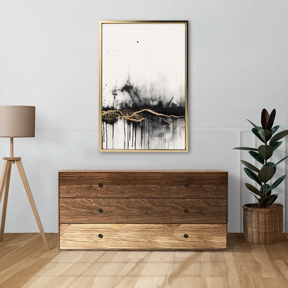 Canvas Wall Art Stretched Over Wooden Frame with Floating Frame and Gold Ray Painting CV4167