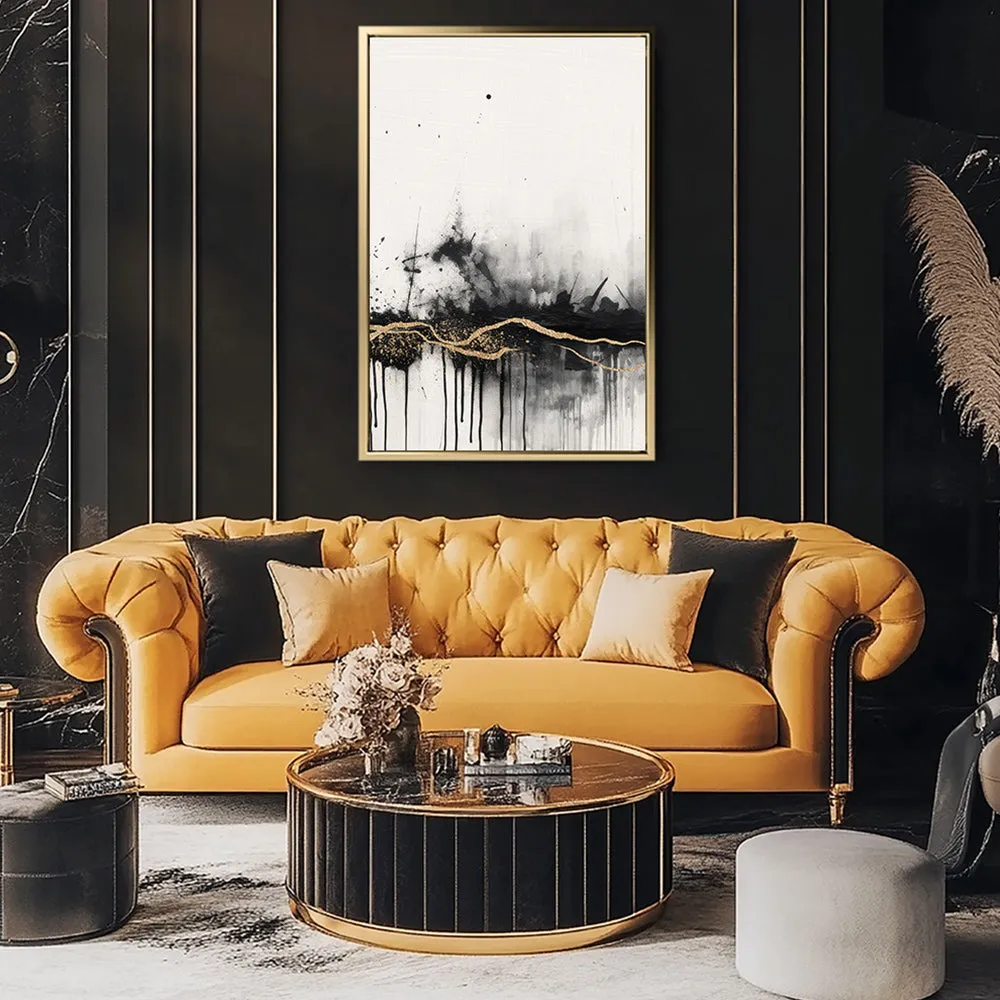 Canvas Wall Art Stretched Over Wooden Frame with Floating Frame and Gold Ray Painting CV4167