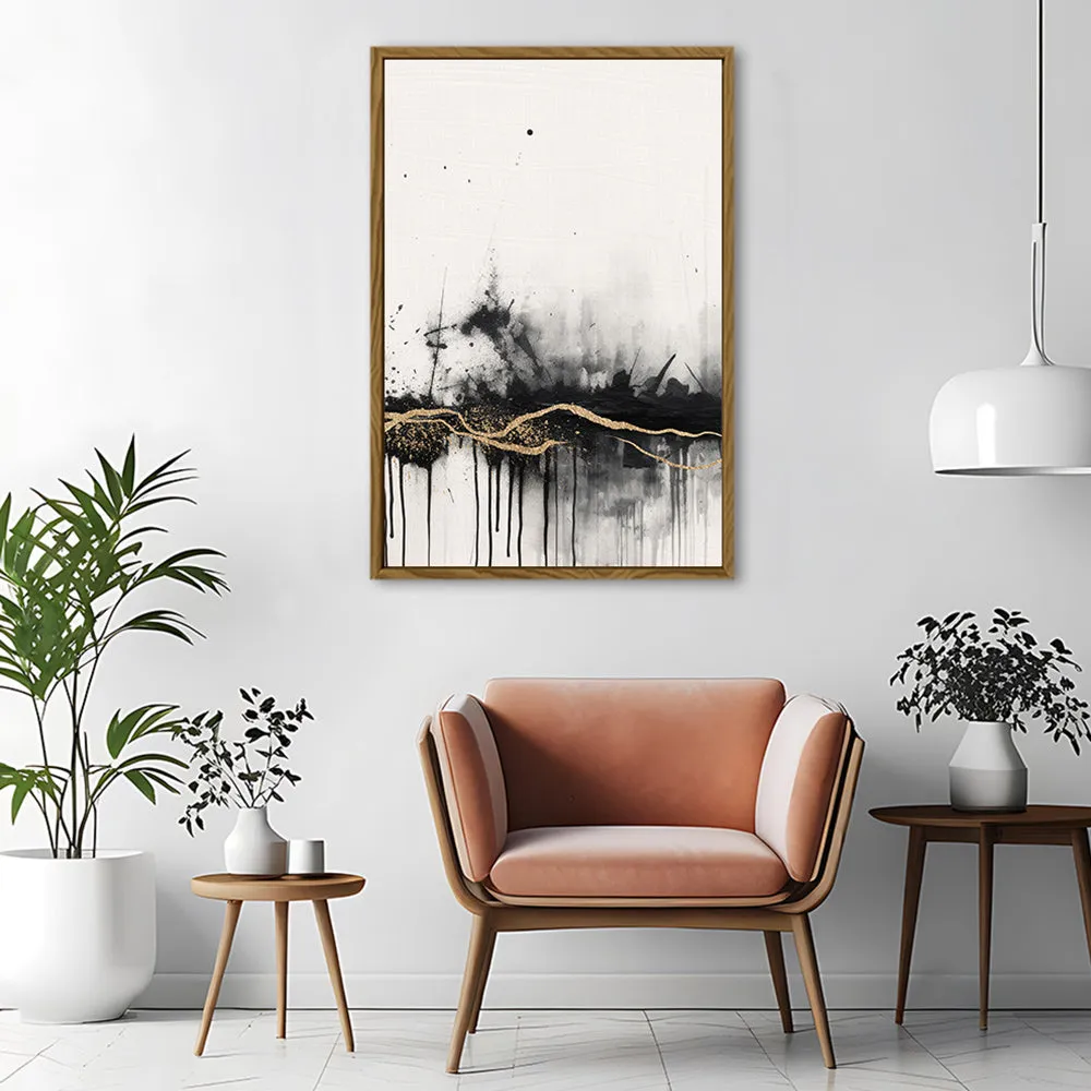 Canvas Wall Art Stretched Over Wooden Frame with Floating Frame and Gold Ray Painting CV4167
