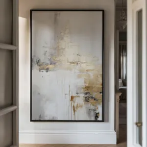 Canvas Wall Art Stretched Over Wooden Frame with Floating Frame and Gold Smoke Painting CV4168