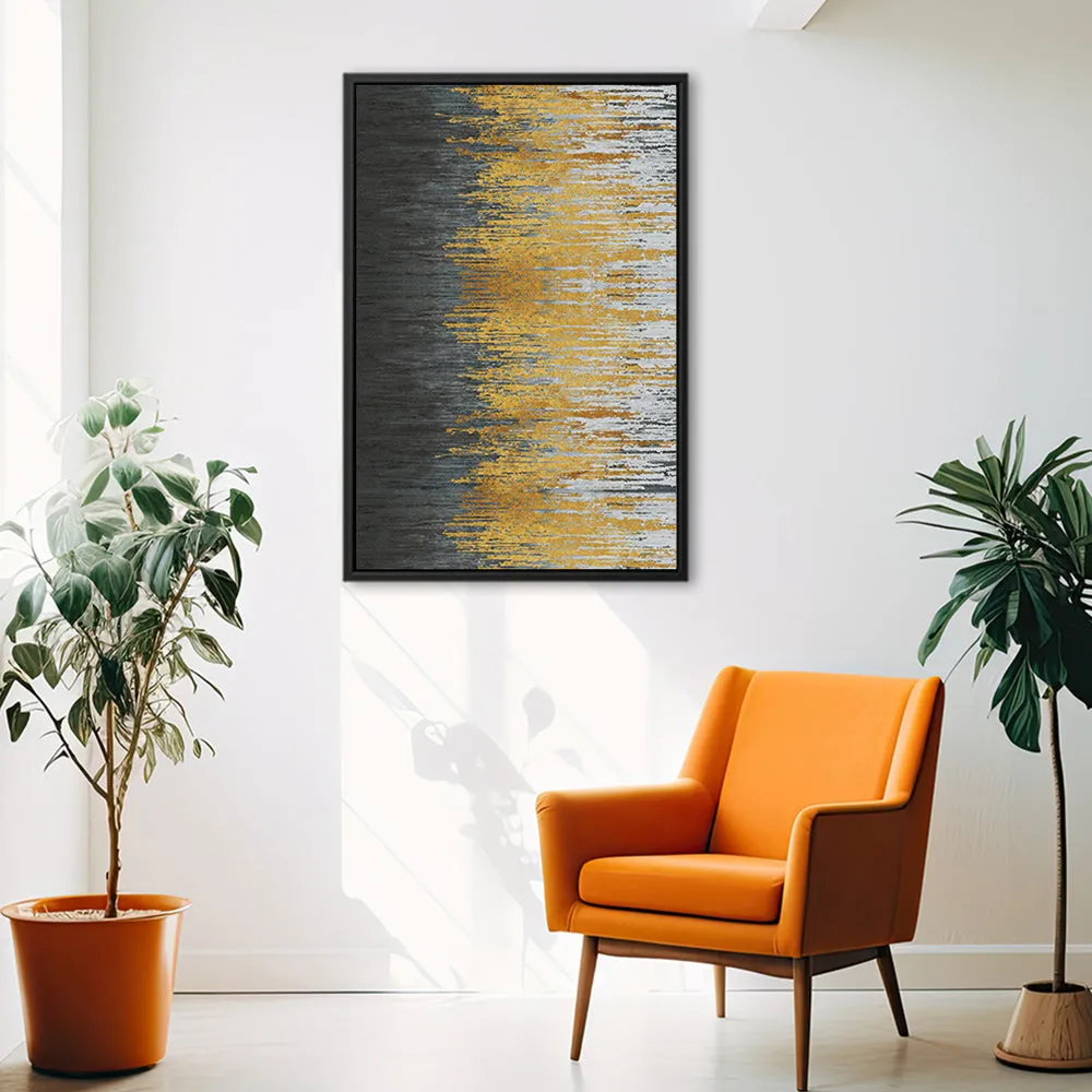 Canvas Wall Art Stretched Over Wooden Frame with Floating Frame and Golden Forest Abstract Painting CV4171