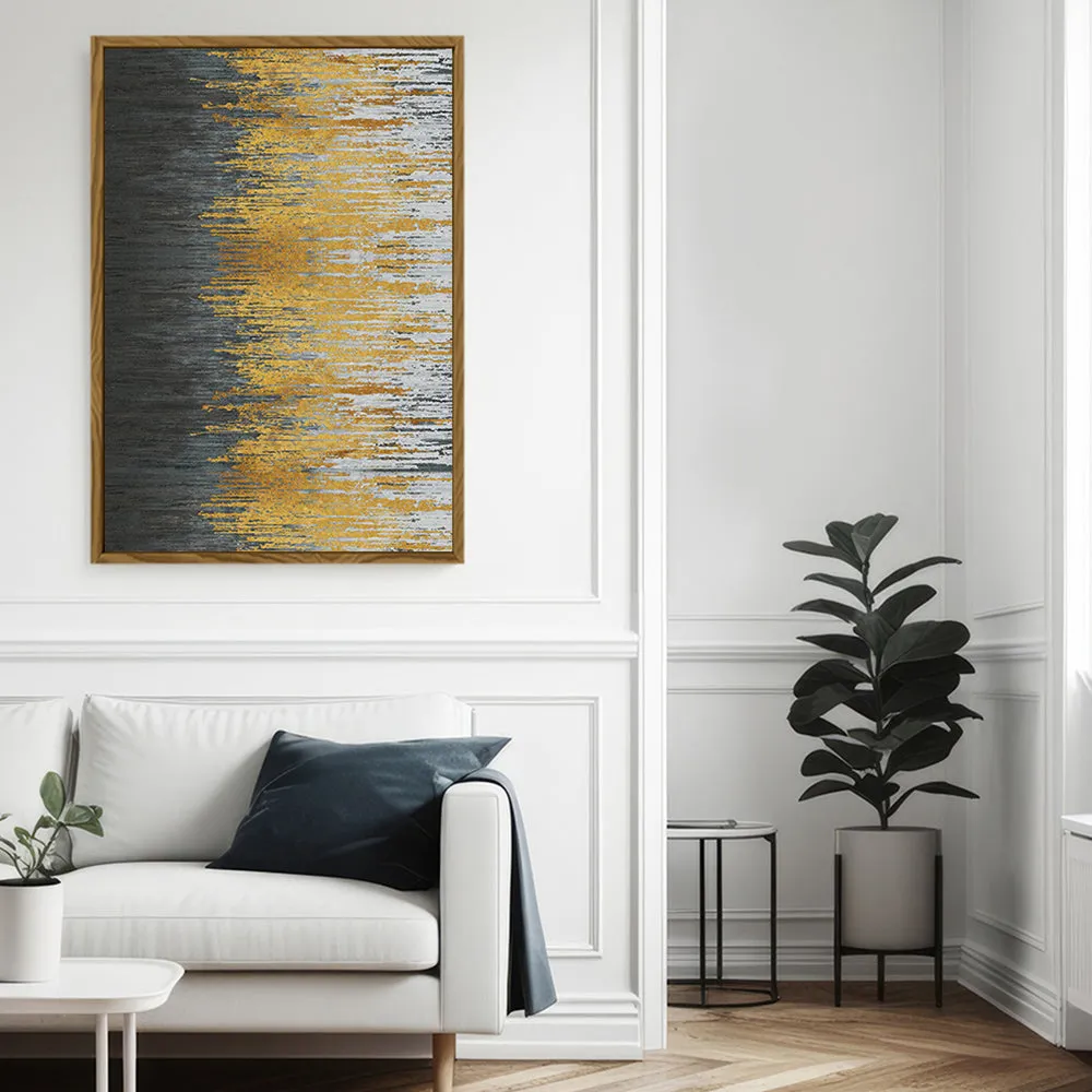 Canvas Wall Art Stretched Over Wooden Frame with Floating Frame and Golden Forest Abstract Painting CV4171