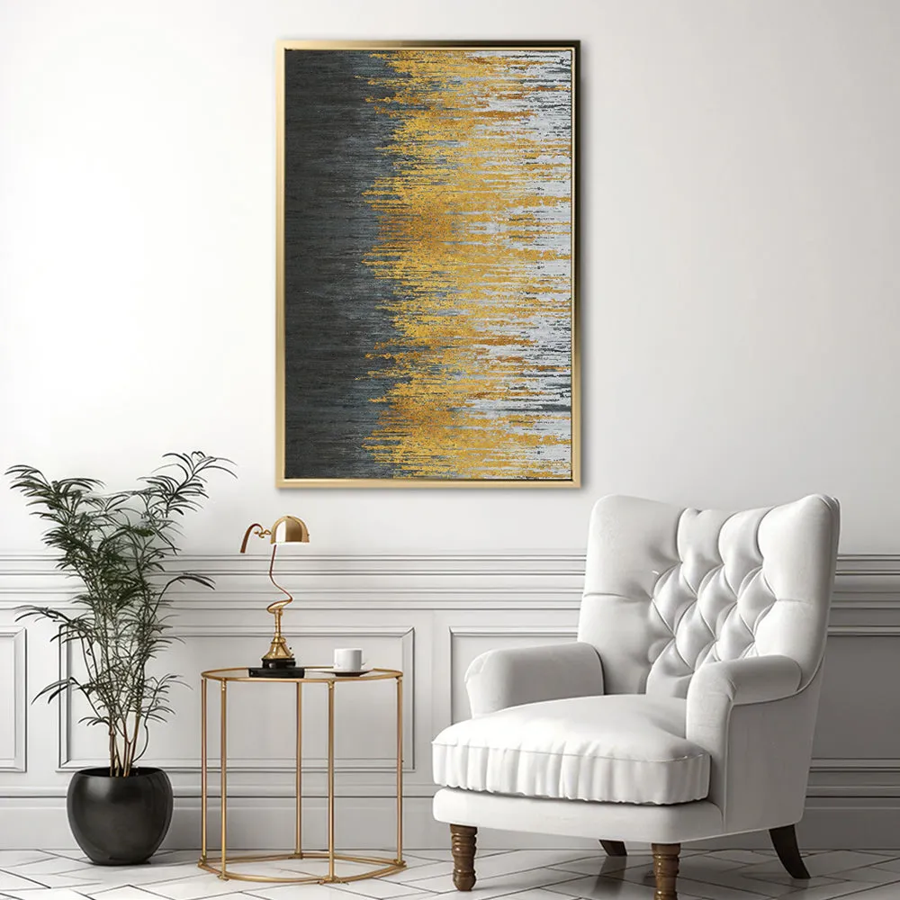 Canvas Wall Art Stretched Over Wooden Frame with Floating Frame and Golden Forest Abstract Painting CV4171