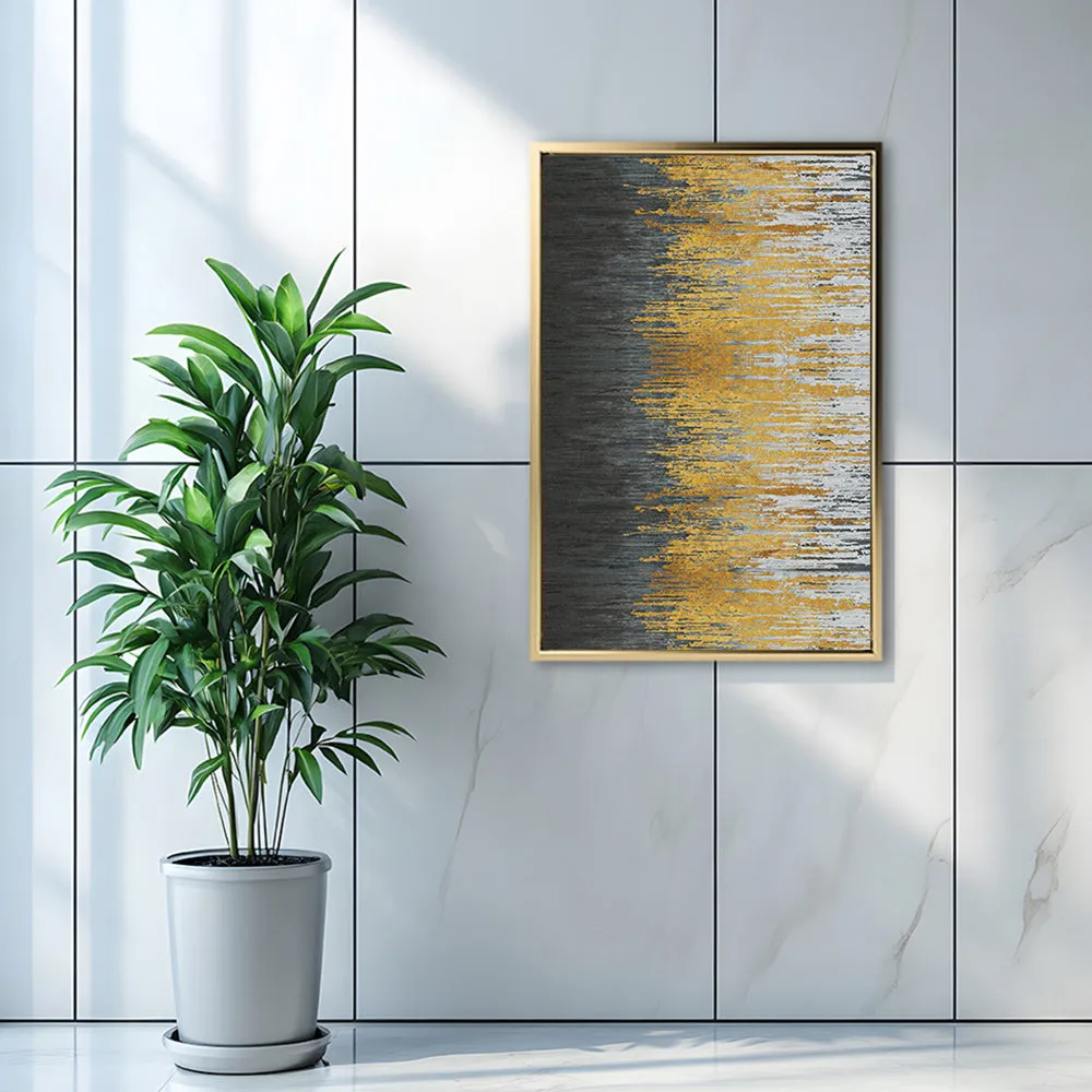 Canvas Wall Art Stretched Over Wooden Frame with Floating Frame and Golden Forest Abstract Painting CV4171