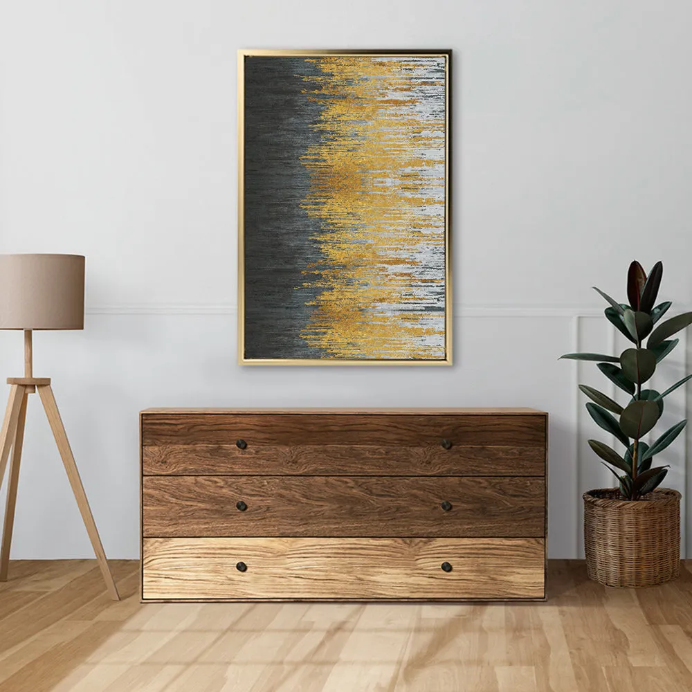 Canvas Wall Art Stretched Over Wooden Frame with Floating Frame and Golden Forest Abstract Painting CV4171