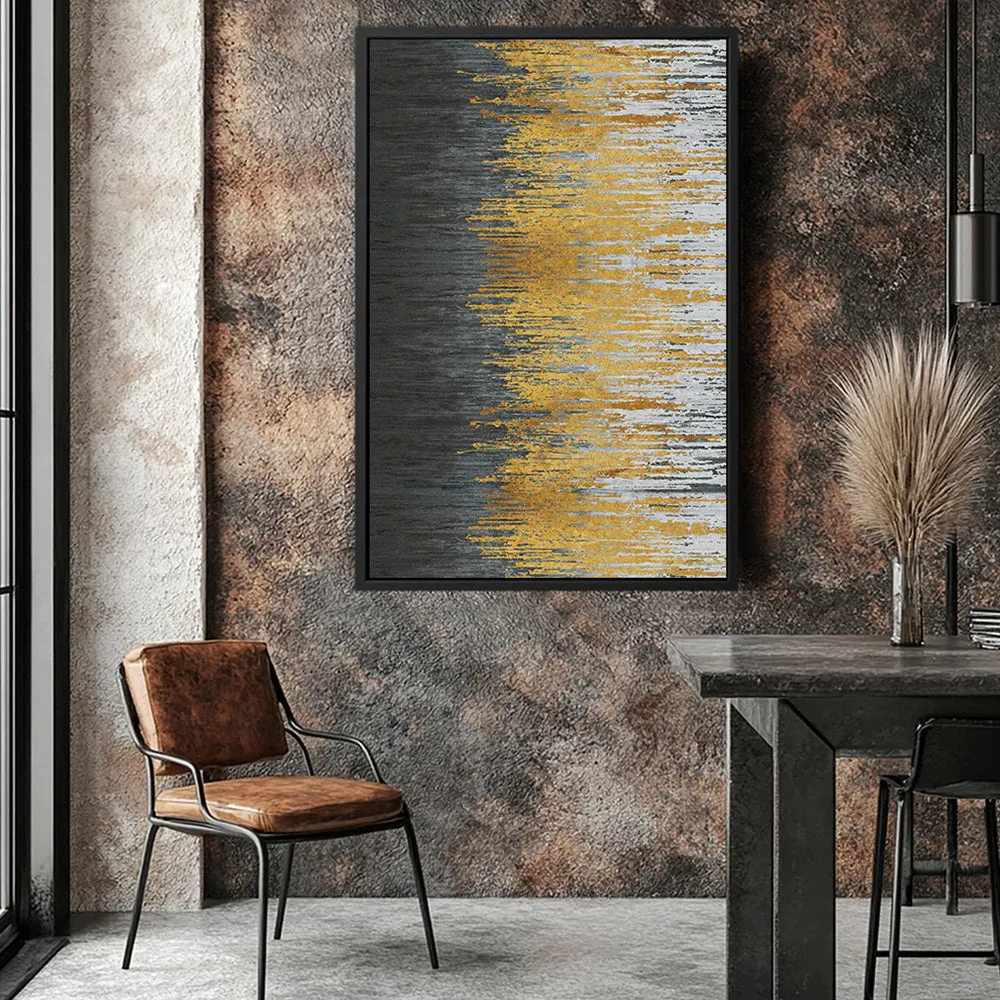 Canvas Wall Art Stretched Over Wooden Frame with Floating Frame and Golden Forest Abstract Painting CV4171