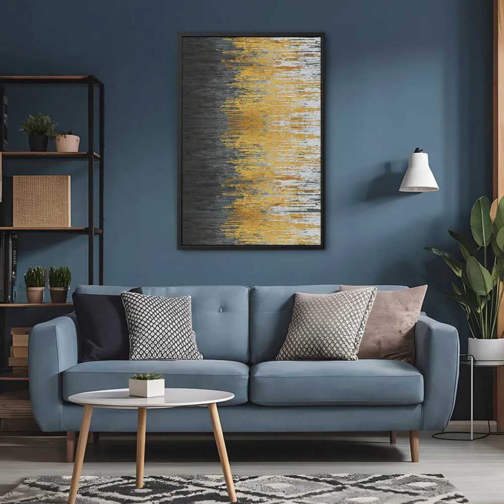 Canvas Wall Art Stretched Over Wooden Frame with Floating Frame and Golden Forest Abstract Painting CV4171