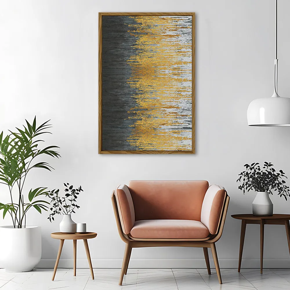 Canvas Wall Art Stretched Over Wooden Frame with Floating Frame and Golden Forest Abstract Painting CV4171