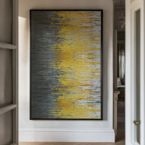 Canvas Wall Art Stretched Over Wooden Frame with Floating Frame and Golden Forest Abstract Painting CV4171